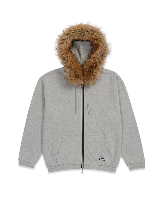 FUR ZIP HOOD GREY MARLE (SOFT CUT)